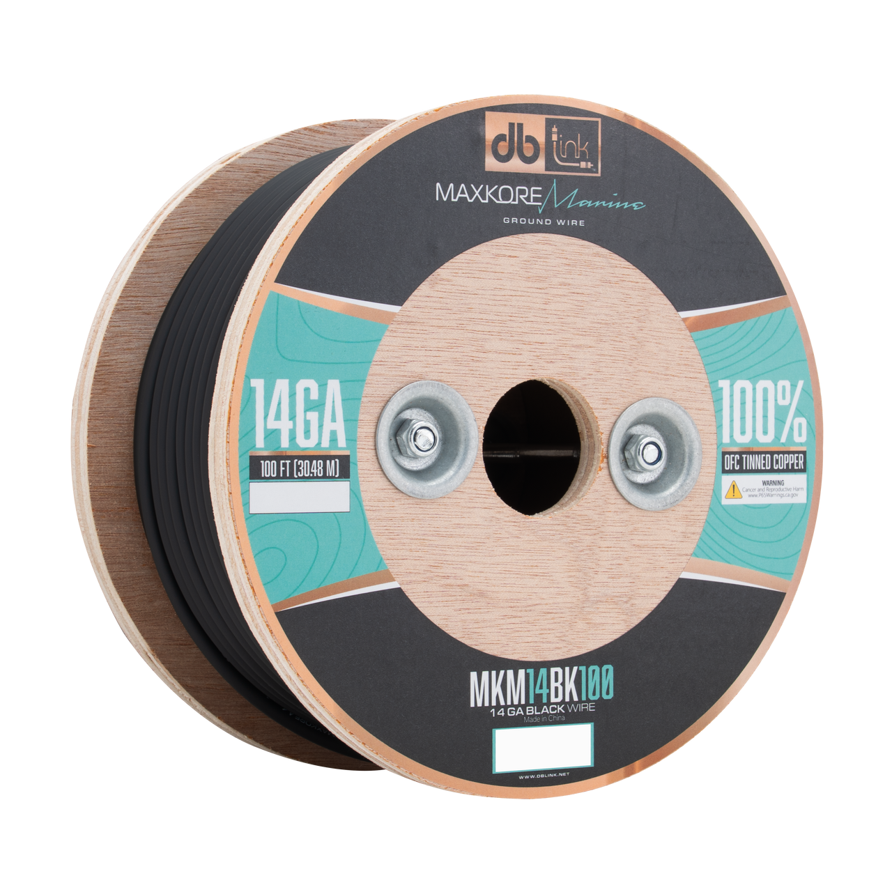 MKM14BK100 : 100' 14 Ga Maxkore Marine Black, 100% OFC, TINNED Anti-Corrosive Wire Roll (WHOLE ROLL)