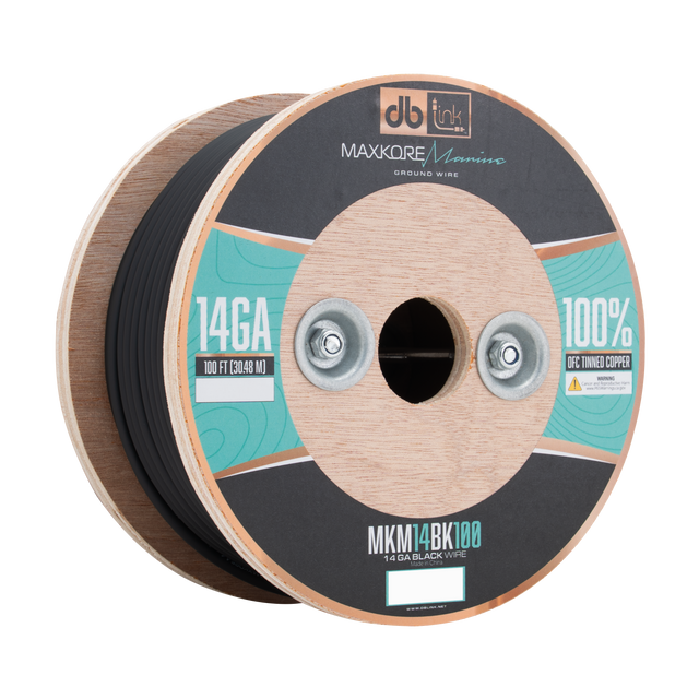 MKM14BK100 : 100' 14 Ga Maxkore Marine Black, 100% OFC, TINNED Anti-Corrosive Wire Roll (WHOLE ROLL)