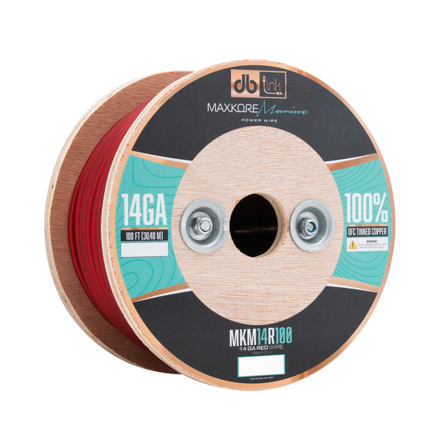 MKM14R100 : 100' 14 Ga Maxkore Marine Red, 100% OFC, TINNED Anti-Corrosive Wire Roll (WHOLE ROLL)