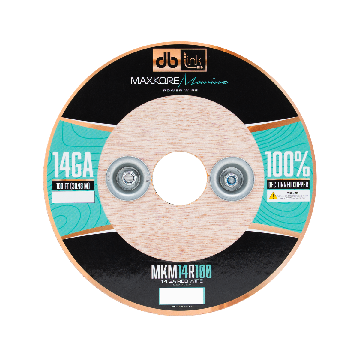 MKM14R100 : 100' 14 Ga Maxkore Marine Red, 100% OFC, TINNED Anti-Corrosive Wire Roll (WHOLE ROLL)