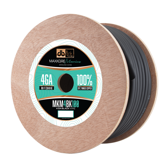 MKM4BK100 : 100' 4Ga Maxkore Marine Black, 100% OFC, TINNED Anti-Corrosive Wire Roll