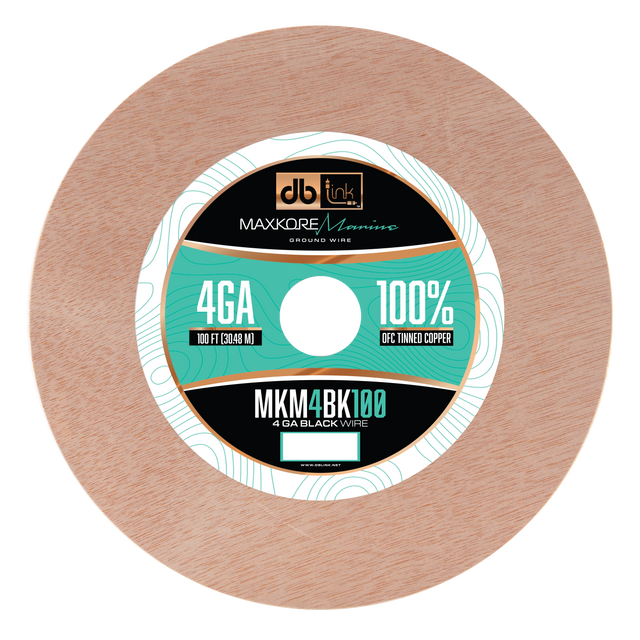 MKM4BK100 : 100' 4Ga Maxkore Marine Black, 100% OFC, TINNED Anti-Corrosive Wire Roll