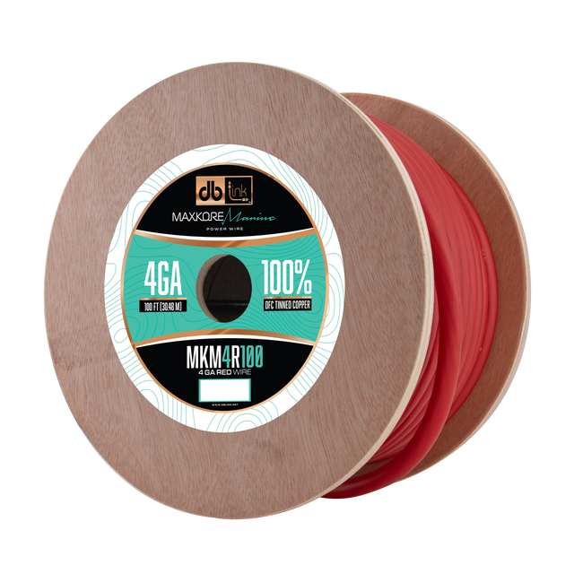 MKM4R100 : 100' 4Ga Maxkore Marine Red, 100% OFC, TINNED Anti-Corrosive Wire Roll