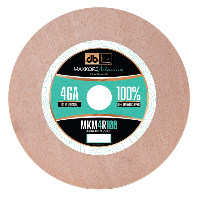 MKM4R100 : 100' 4Ga Maxkore Marine Red, 100% OFC, TINNED Anti-Corrosive Wire Roll