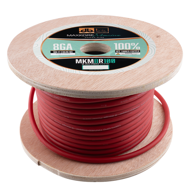 MKM8R100 : 100' 8Ga Maxkore Marine Red, 100% OFC, TINNED Anti-Corrosive Wire Roll
