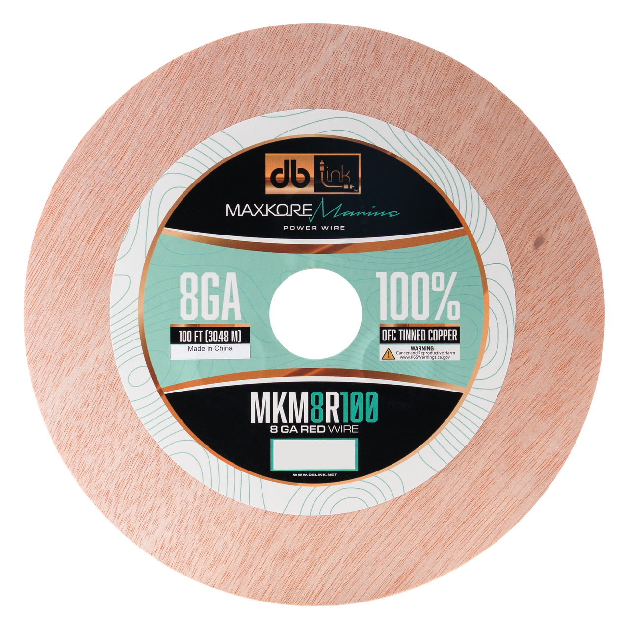MKM8R100 : 100' 8Ga Maxkore Marine Red, 100% OFC, TINNED Anti-Corrosive Wire Roll