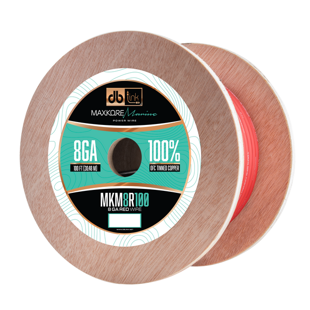 MKM8R100 : 100' 8Ga Maxkore Marine Red, 100% OFC, TINNED Anti-Corrosive Wire Roll