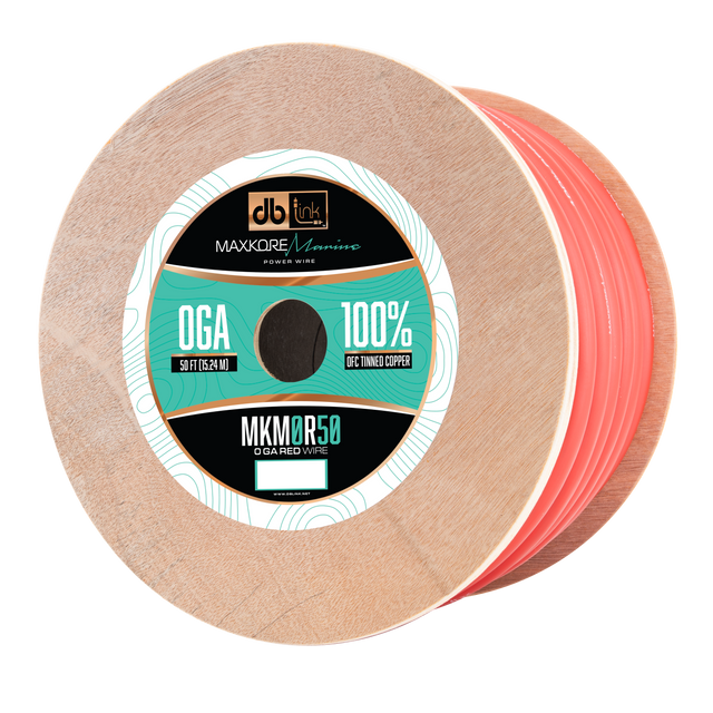 MKM0R50 : 50' 0Ga Maxkore Marine Red, 100% OFC, TINNED Anti-Corrosive Wire Roll