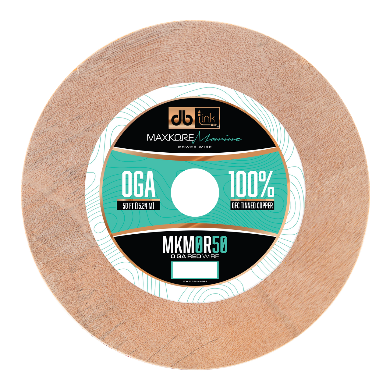 MKM0R50 : 50' 0Ga Maxkore Marine Red, 100% OFC, TINNED Anti-Corrosive Wire Roll