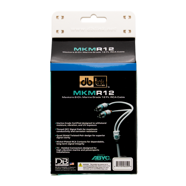 MKMR12 : 12' Maxkore Marine 100% OFC, Tinned Anti-Corrosive RCAs