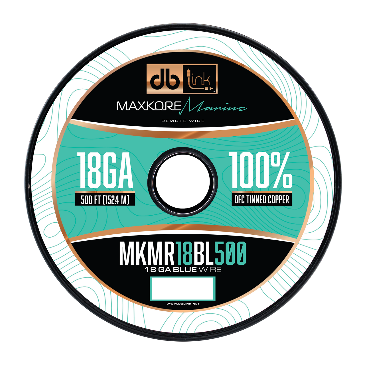 MKMR18BL500 : 500' 18GA Maxkore Marine  blue Remote , 100% OFC,TINNED Anti-Corrosive wire roll