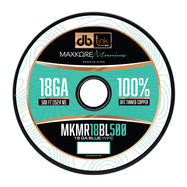 MKMR18BL500 : 500' 18GA Maxkore Marine  blue Remote , 100% OFC,TINNED Anti-Corrosive wire roll