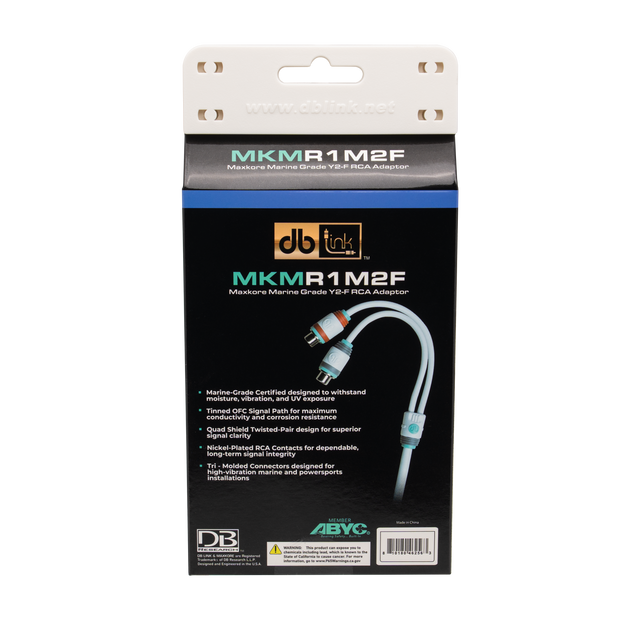 MKMR1M2F : Maxkore Marine 100% OFC, Tinned Anti-Corrosive RCAs Ys 1M/2F