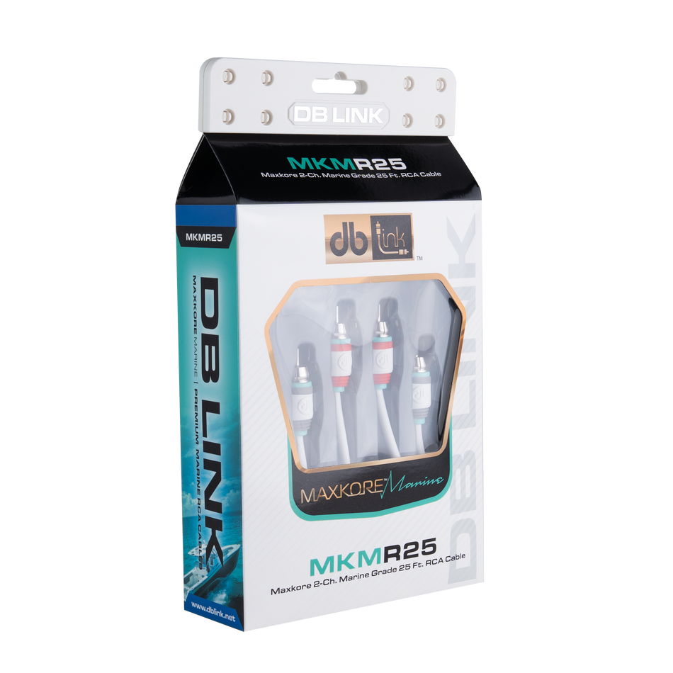 MKMR25 : 25' Maxkore Marine 100% OFC, Tinned Anti-Corrosive RCAs