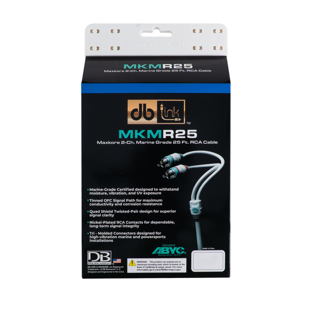 MKMR25 : 25' Maxkore Marine 100% OFC, Tinned Anti-Corrosive RCAs