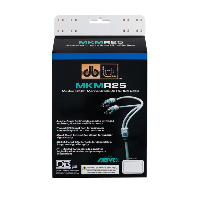 MKMR25 : 25' Maxkore Marine 100% OFC, Tinned Anti-Corrosive RCAs