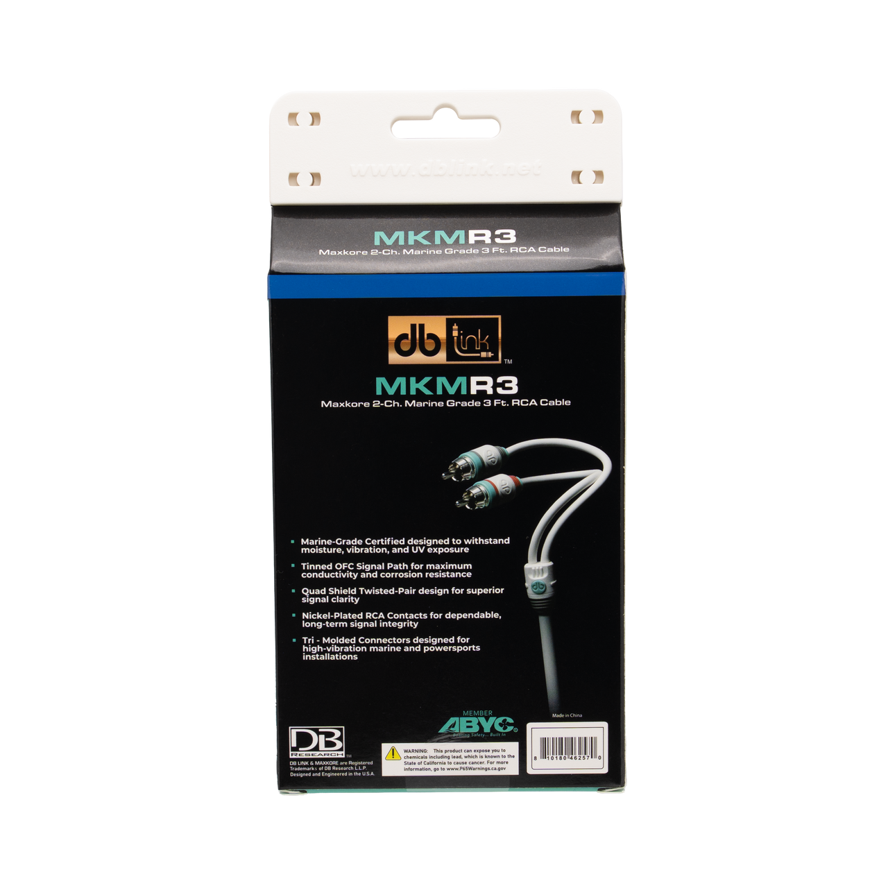 MKMR3 : 3' Maxkore Marine 100% OFC, Tinned Anti-Corrosive RCAs