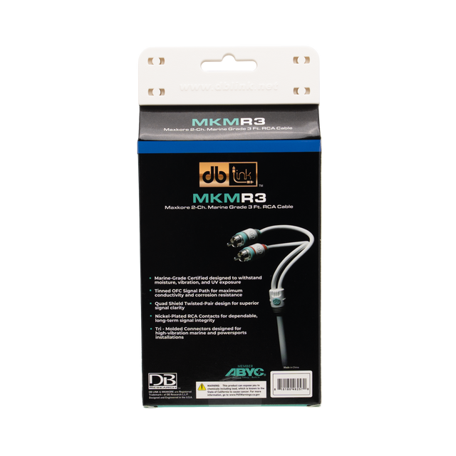 MKMR3 : 3' Maxkore Marine 100% OFC, Tinned Anti-Corrosive RCAs