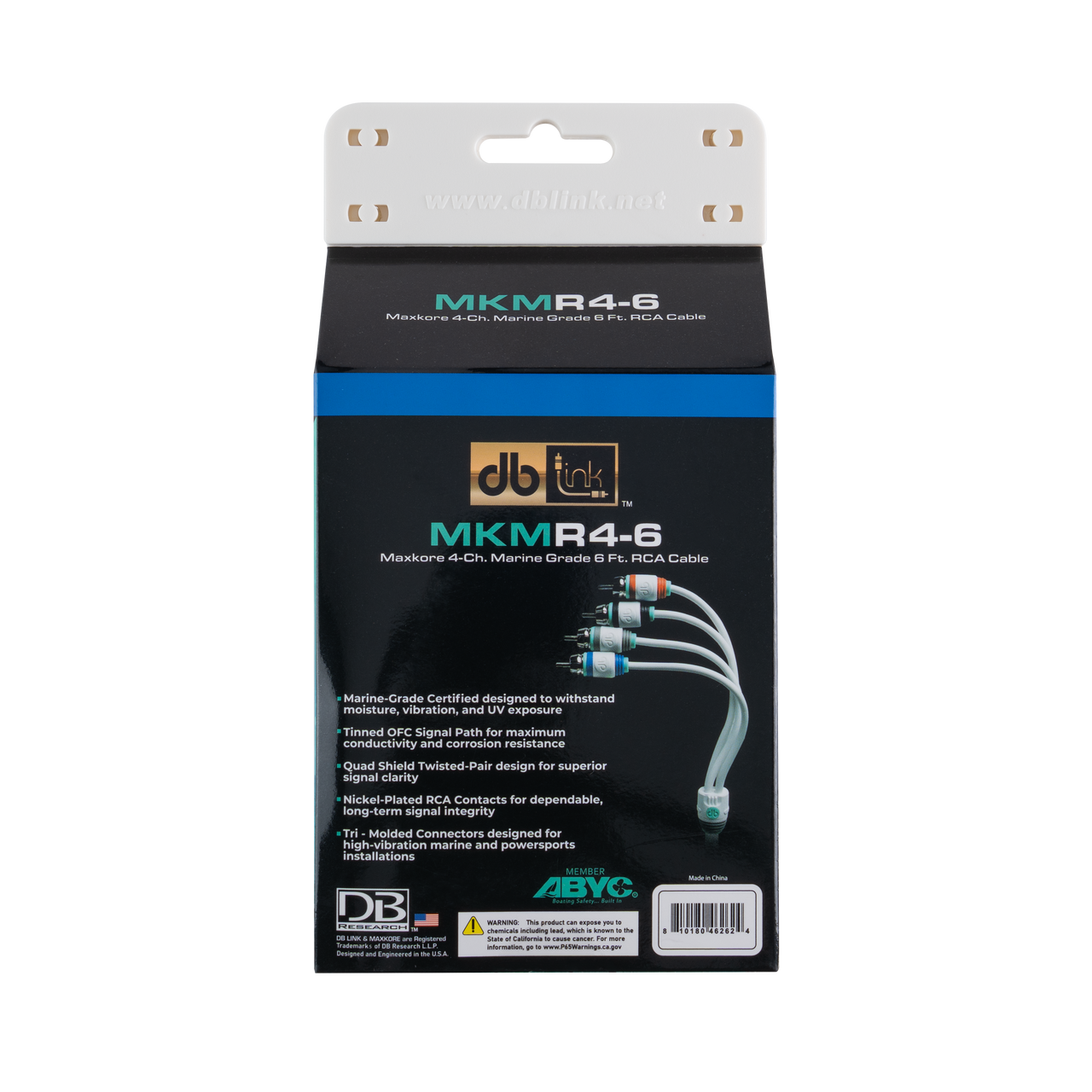 MKMR4-6 : 6' 4 Channel Maxkore Marine 100% OFC, Tinned Anti-Corrosive RCA
