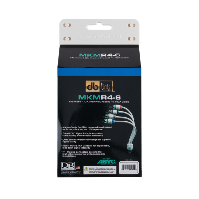 MKMR4-6 : 6' 4 Channel Maxkore Marine 100% OFC, Tinned Anti-Corrosive RCA