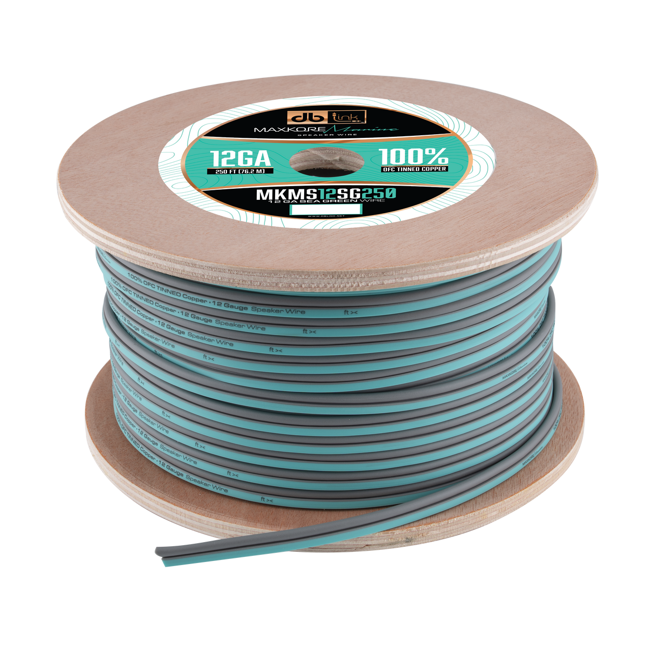 MKMS12SG250 : 250' 12 Ga Maxkore Marine Sea Green/Gray, 100% OFC, TINNED Anti-Corrosive Wire Roll