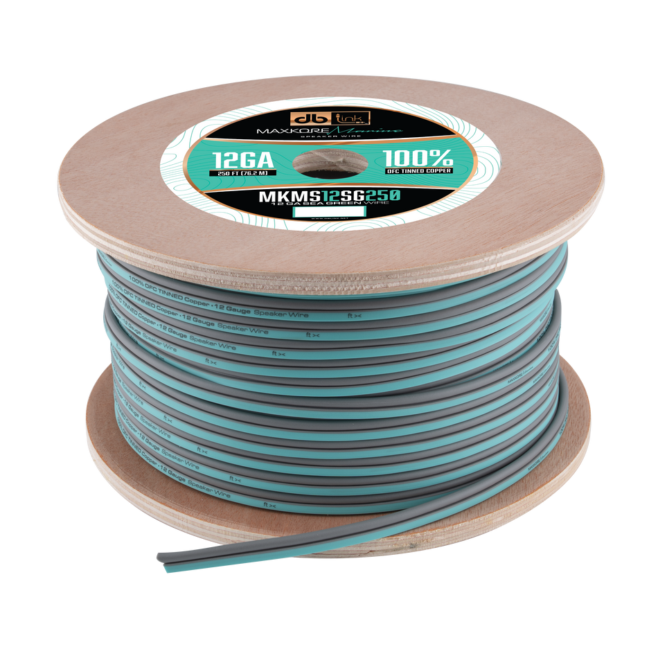 MKMS12SG250 : 250' 12 Ga Maxkore Marine Sea Green/Gray, 100% OFC, TINNED Anti-Corrosive Wire Roll