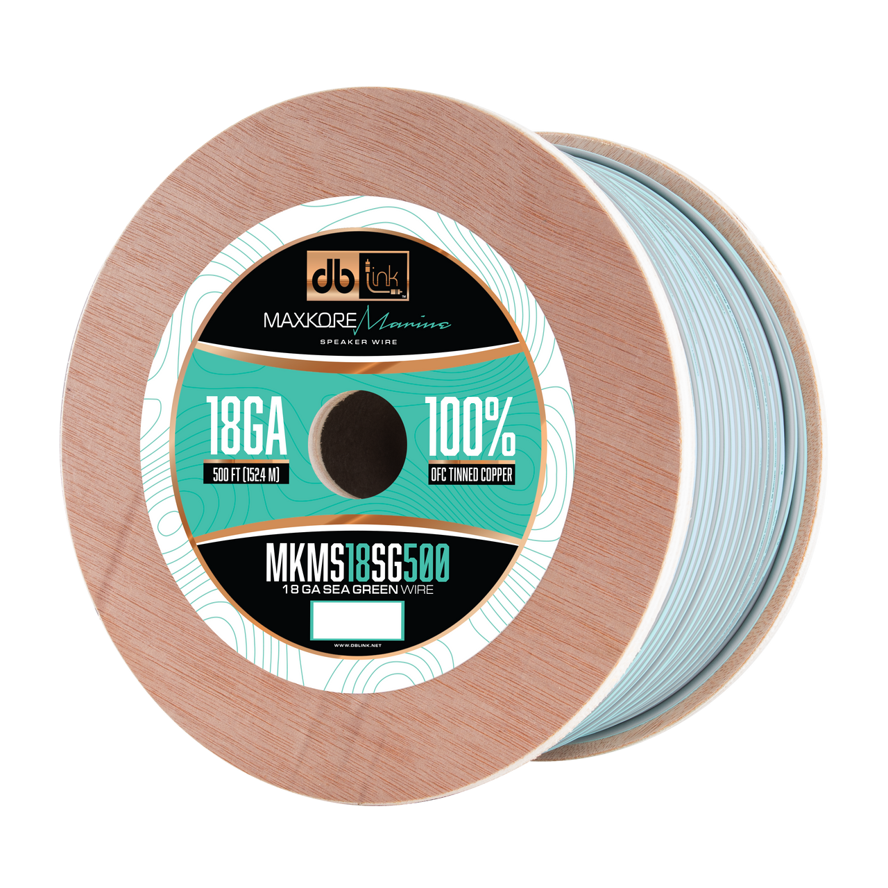 MKMS18SG500 : 500' 18Ga Maxkore Marine Sea Green/Gray, 100% OFC, TINNED Anti-Corrosive Wire Roll