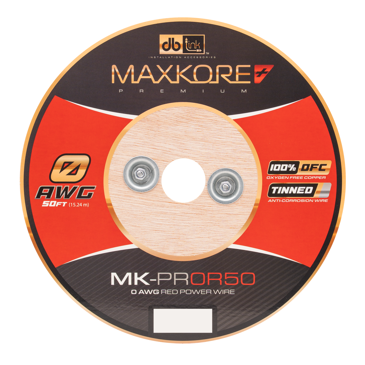 MK-PR0R50 : 50' 0 AWG Maxkore+ Premium Red, 100% OFC, TINNED Anti-Corrosive Power Wire Roll