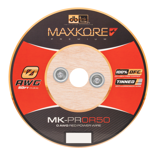 MK-PR0R50 : 50' 0 AWG Maxkore+ Premium Red, 100% OFC, TINNED Anti-Corrosive Power Wire Roll