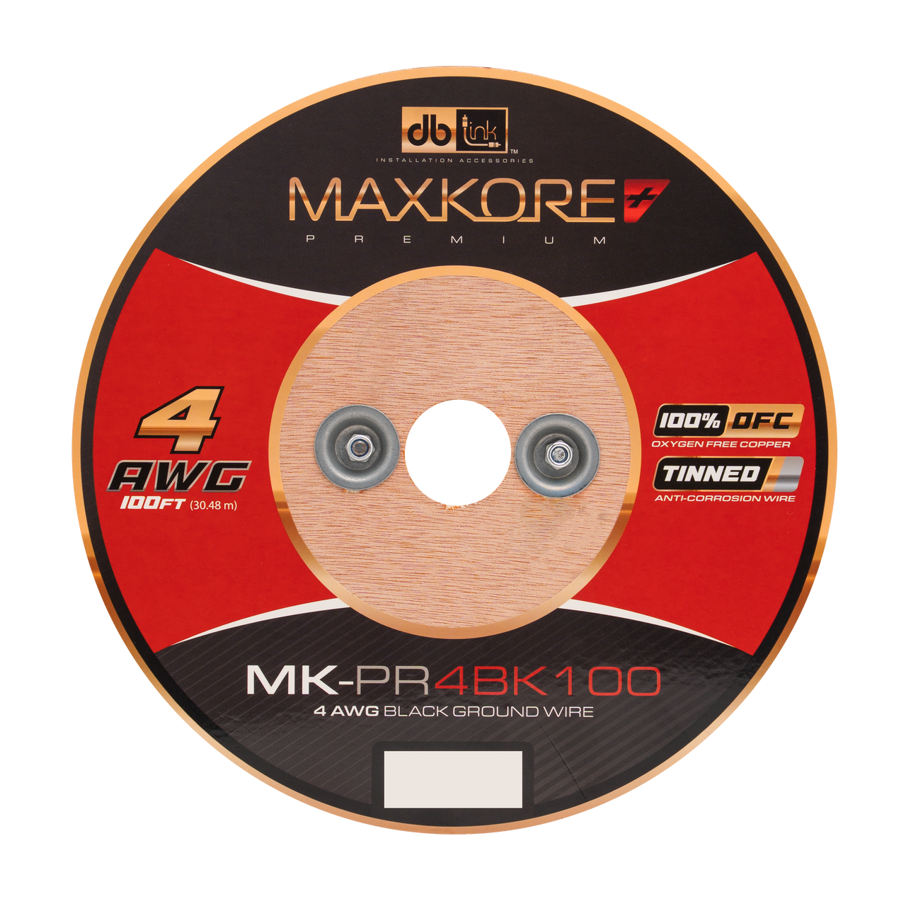 MK-PR4BK100 : 100' 4 AWG Maxkore+ Premium Black, 100% OFC, TINNED Anti-Corrosive Ground Wire Roll