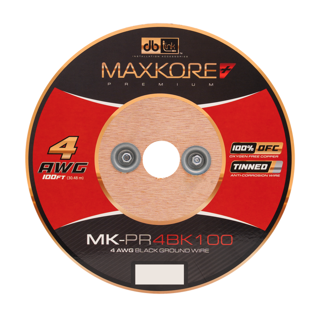 MK-PR4BK100 : 100' 4 AWG Maxkore+ Premium Black, 100% OFC, TINNED Anti-Corrosive Ground Wire Roll
