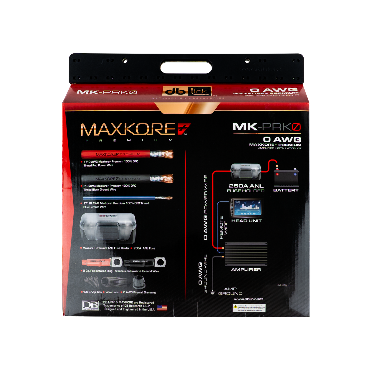 MK-PRK0 : 0 AWG Maxkore+ Premium, 100% OFC, TINNED Anti-Corrosive Amplifier Intallation Kit