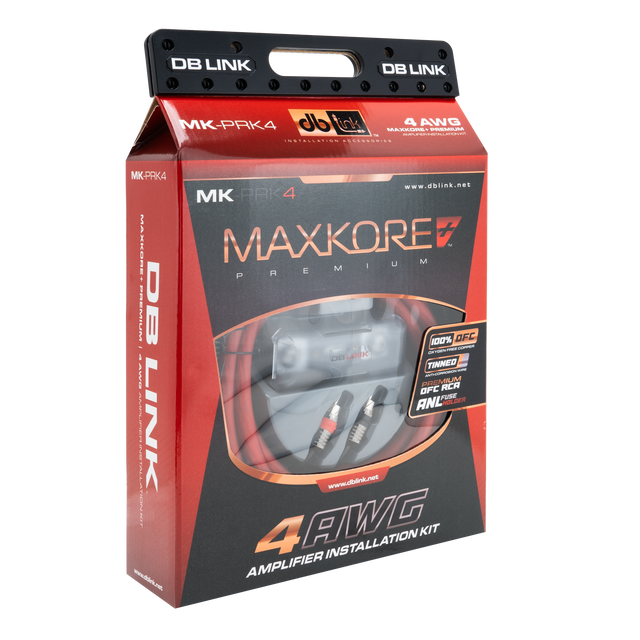 MK-PRK4 : 4 AWG Maxkore+ Premium, 100% OFC, TINNED Anti-Corrosive Amplifier Intallation Kit