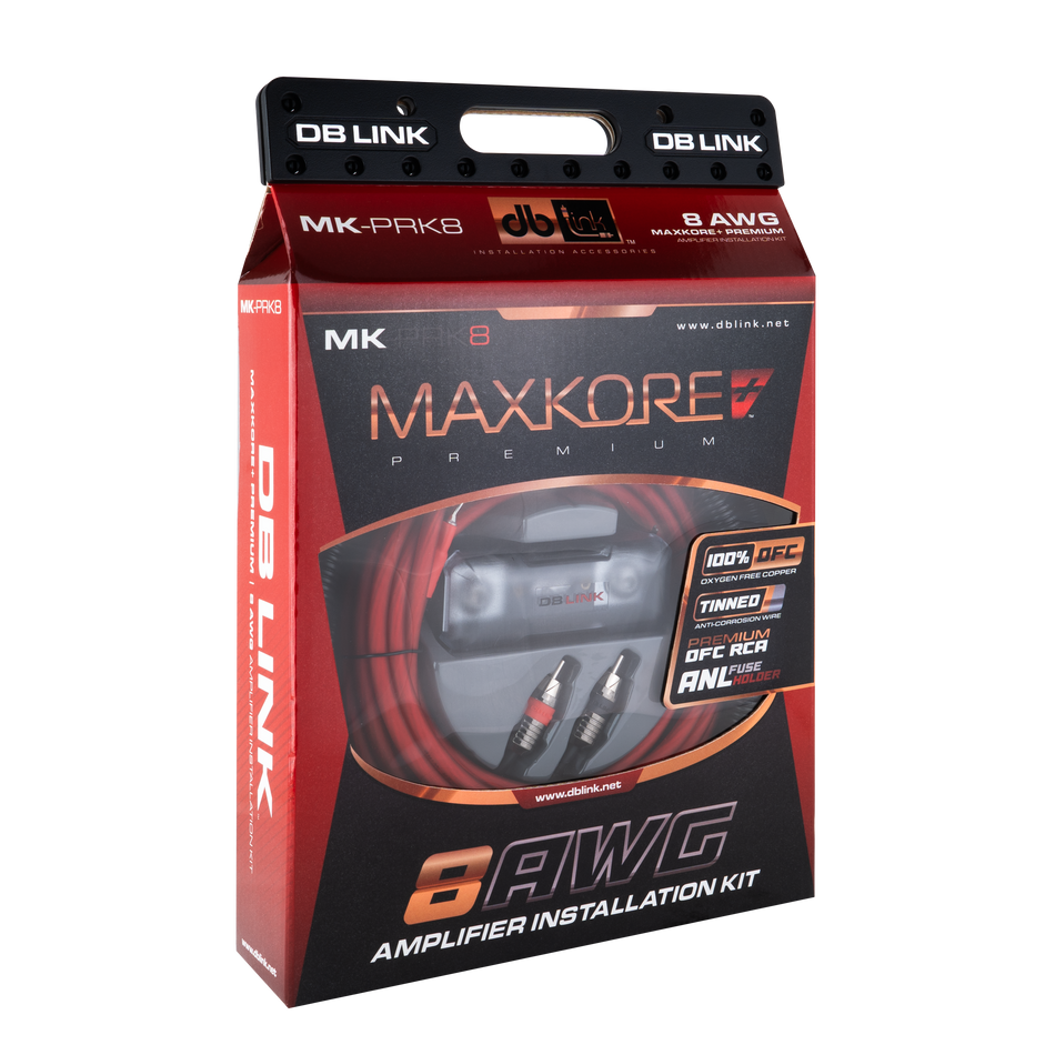 MK-PRK8:  8 AWG Maxkore+ Premium, 100% OFC, TINNED Anti-Corrosive Amplifier Intallation Kit