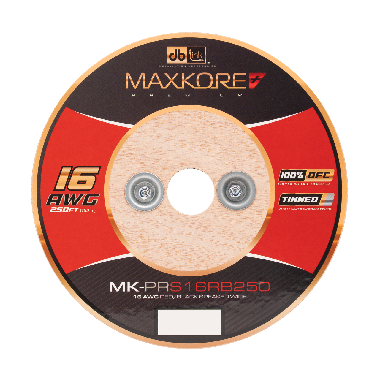 MK-PRS16RB250 : 250' 16 AWG Maxkore+ Premium Red/Black Speaker Wire, 100% OFC, TINNED Anti-Corrosive