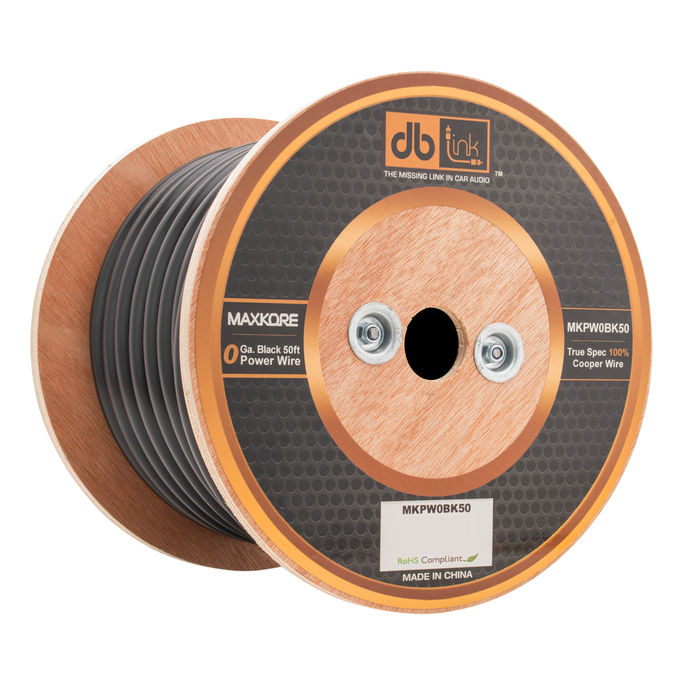 MKPW0BK50 : 0 Gauge Black 50 ft. Maxkore Soft Touch Power Wire Roll