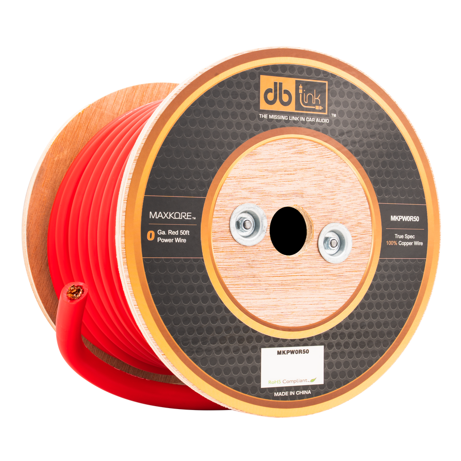 MKPW0R50 : 0 Gauge Red 50 ft. Maxkore Soft Touch Power Wire Roll