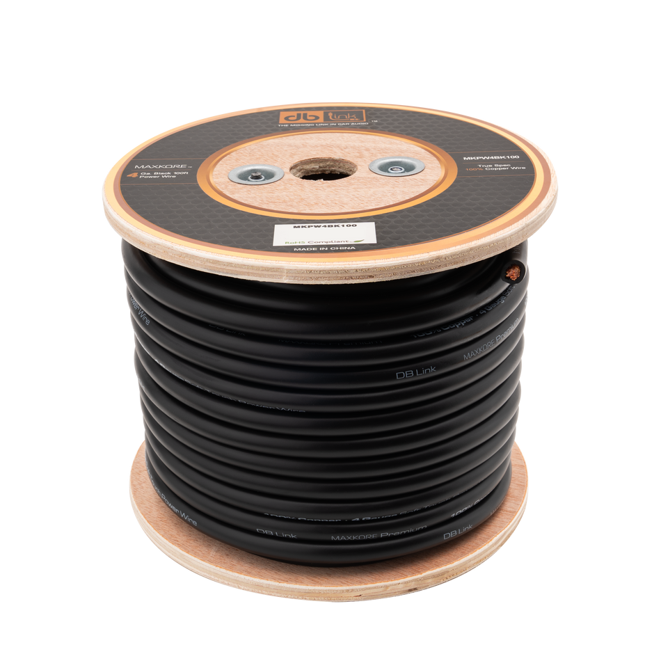 MKPW4BK100 : 4 Gauge Black 100 ft. Maxkore Soft Touch Power Wire Roll