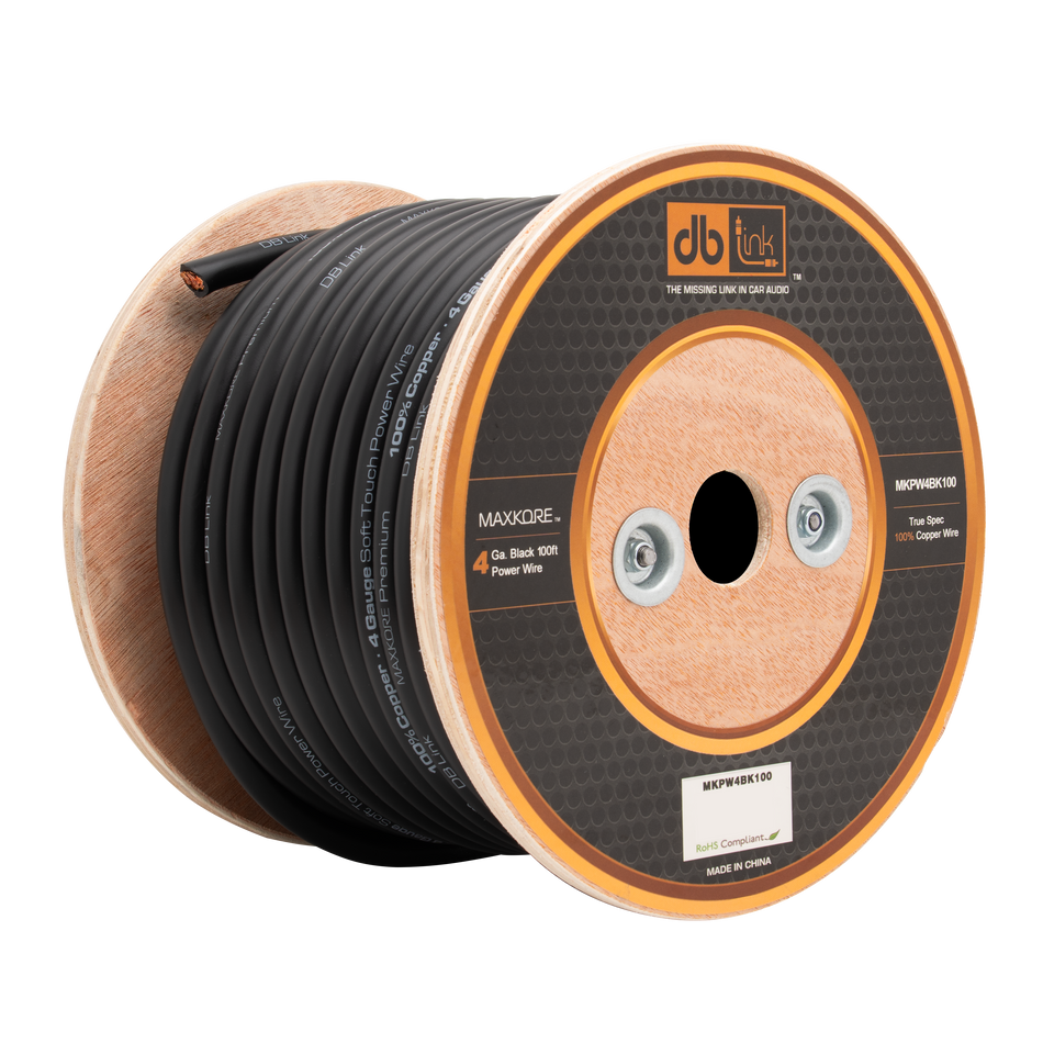 MKPW4BK100 : 4 Gauge Black 100 ft. Maxkore Soft Touch Power Wire Roll