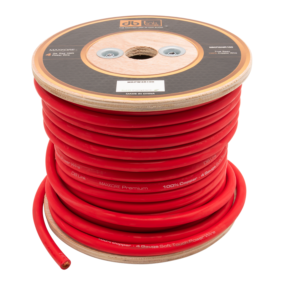 MKPW4R100 : 4 Gauge Red 100 ft. Maxkore Soft Touch Power Wire Roll