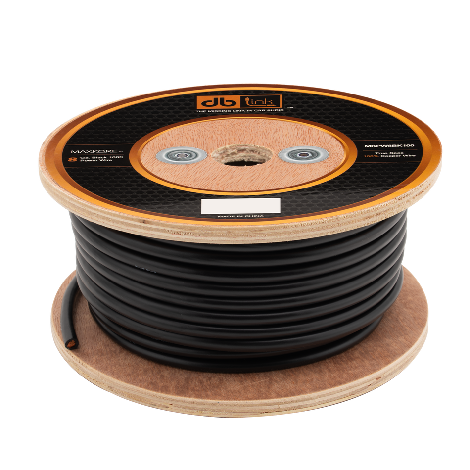 MKPW8BK100 : 8 Gauge Black 100 ft. Maxkore Power Wire Roll