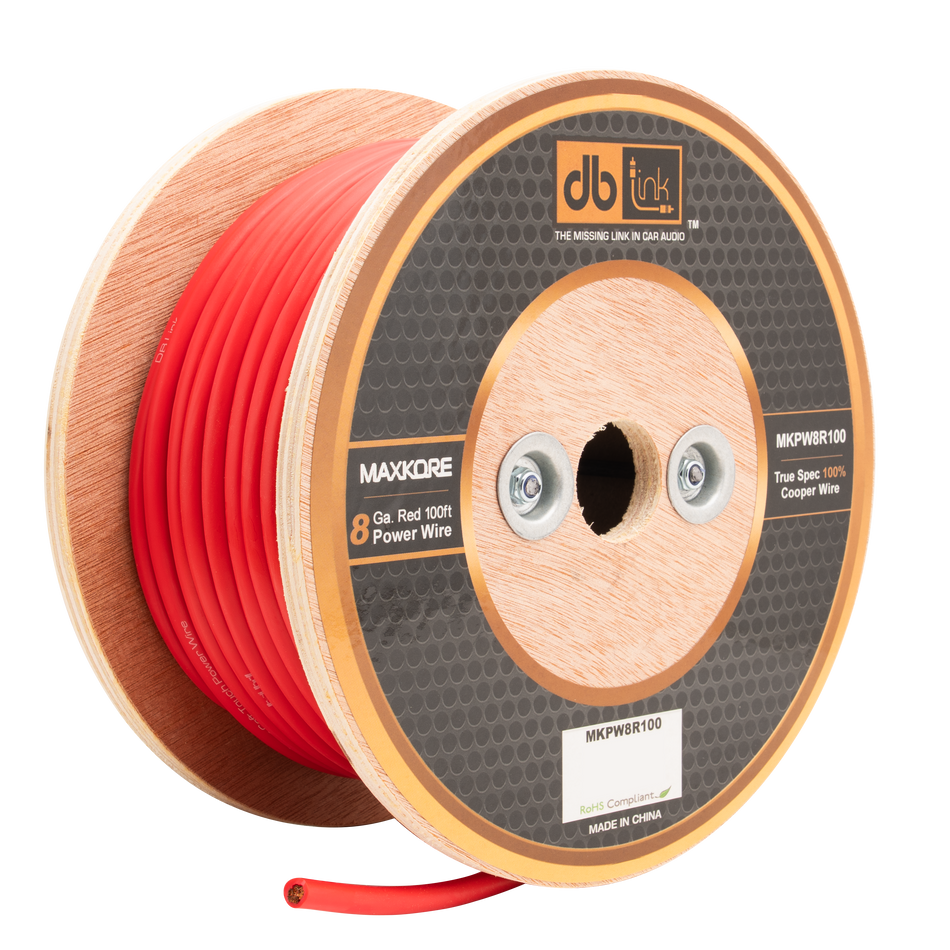 MKPW8R100 : 8 Gauge Red 100 ft. Maxkore Power Wire Roll