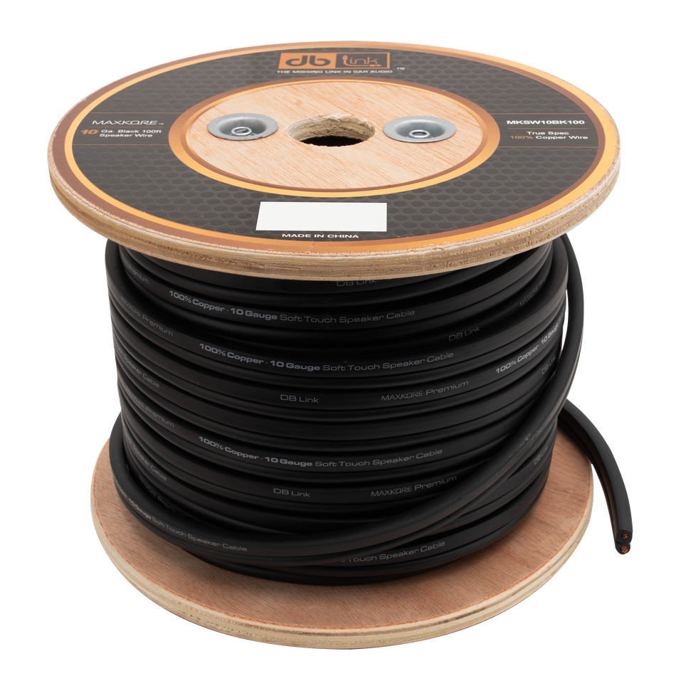 MKSW10BK100 : 10 Gauge Black 250 ft. Maxkore Soft Touch Speaker Wire Roll