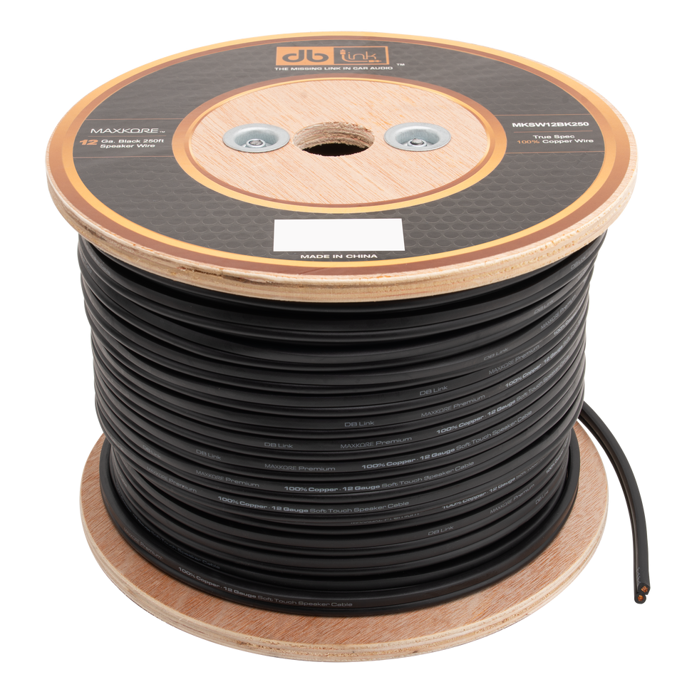 MKSW12BK250 : 12 Gauge Black 250 ft. Maxkore Soft Touch Speaker Wire Roll