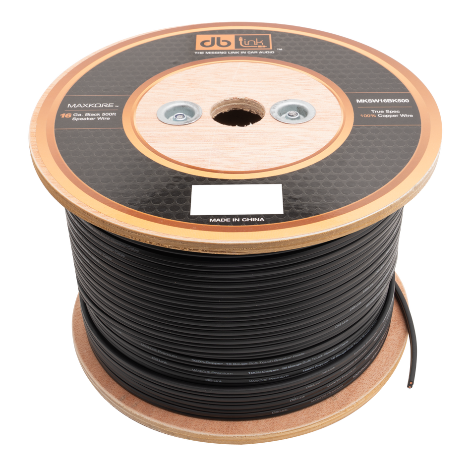MKSW16BK500 : 16 Gauge Black 500 ft. Maxkore Soft Touch Speaker Wire