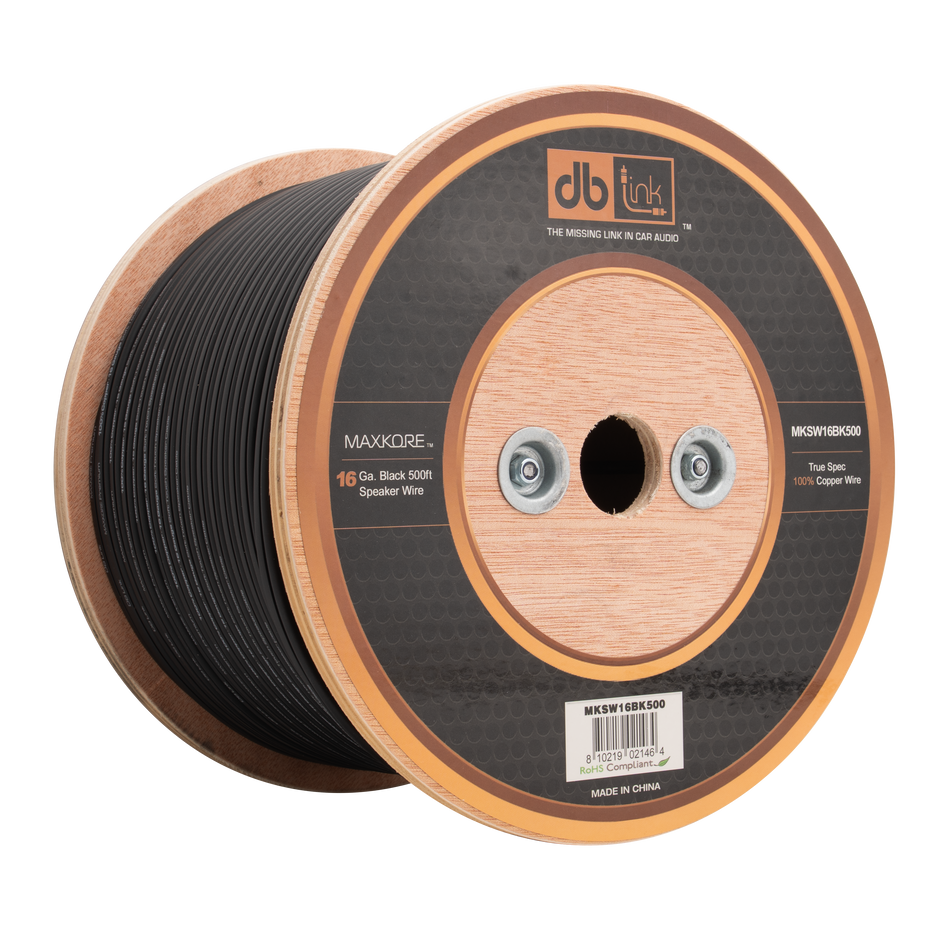 MKSW16BK500 : 16 Gauge Black 500 ft. Maxkore Soft Touch Speaker Wire