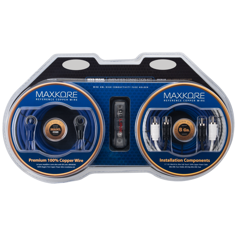 MX8MANL : 8 Gauge Maxkore 100% Copper Mini ANL Amplifier Wiring Kit