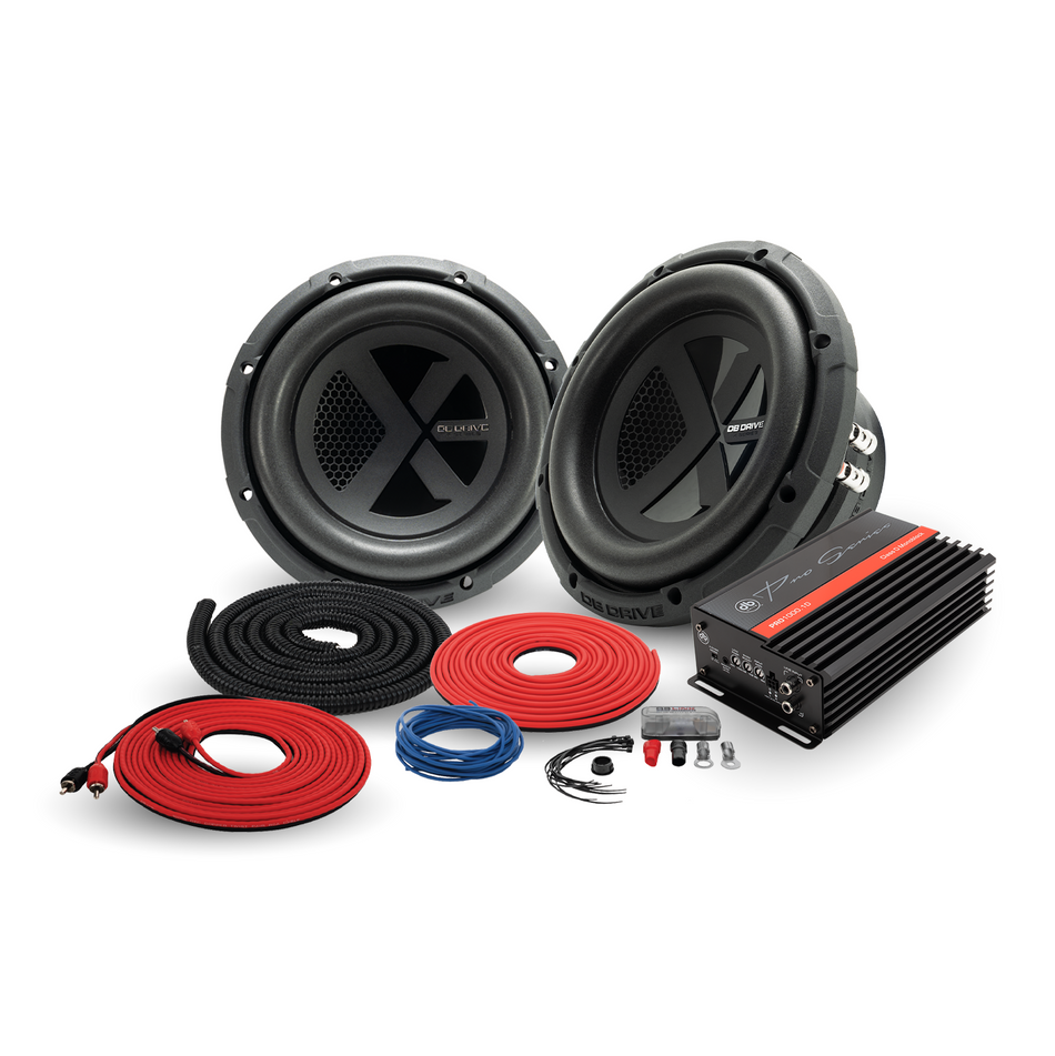 PRO-KSUB2000 : Dual 8” Subwoofer ,Mono Amplifier and 4 Gauge Wiring kit Bass package
