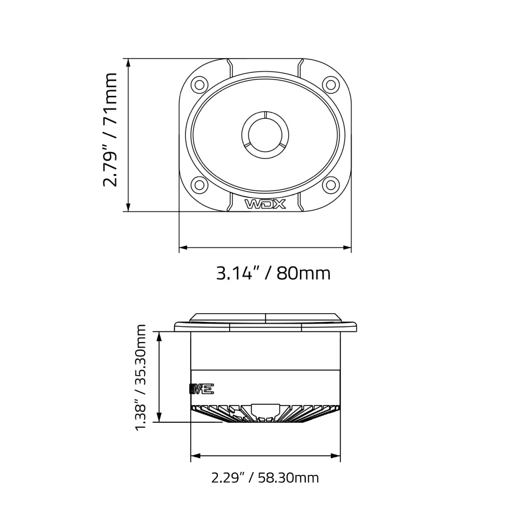 WDX7N-TW : 1 in. Titanium Dome Elliptical Mini Tweeter – DB Drive