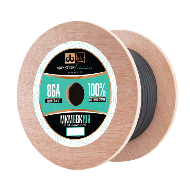 MKM8BK100 : 100' 8Ga Maxkore Marine Black, 100% OFC, TINNED Anti-Corrosive Wire Roll